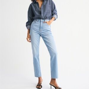 Abercrombie & Fitch Light Blue Straight Leg Ankle Jeans Curve Love